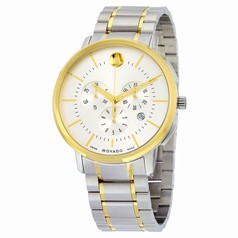 Movado Thin Classic Chronograph Silver Soleil Dial Two-tone Stainless Steel Men's Watch 0606887