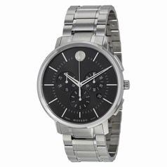 Movado Ultra-Thin Chronograph Black Soleil Dial Stainless Steel Men's Watch 0606886