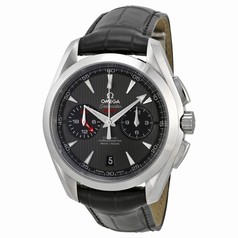 Omega Aqua Terra Chronograph Automatic Black Dial Black Leather Men's Watch 23113435206001