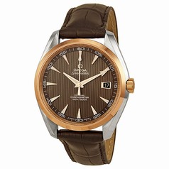Omega Aqua Terra Co-Axial Teak-Grey Dial Brown Leather Men's Watch 23123422106001