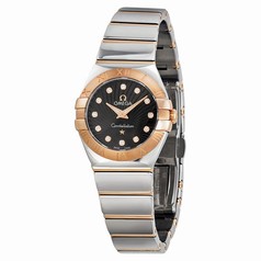 Omega Constellation Brown "Griffes" Style Dial 18K Rose Gold Bezel Stainless Steel Ladies Watch 12320246063002