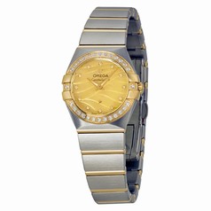 Omega Constellation Champagne Mother of Pearl Dial Steel and Yellow Gold Diamond Ladies Watch 12325246057001