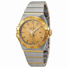 Omega Constellation Chronometer Champagne Dial Steel and 18kt Yellow Gold Ladies Watch 123.20.31.20.08.001