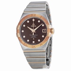 Omega Constellation Co-Axial Brown Diamond Dial Two Tone Unisex Watch 123.20.38.