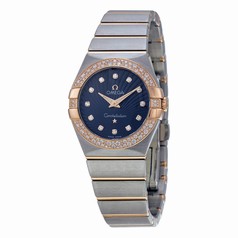 Omega Constellation Diamond Blue Dial Rose Gold and Steel Ladies Watch 123.25.27.60.53.001