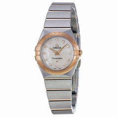 Omega Constellation Diamond Mother of Pearl Dial Rose Gold and Stainless Steel Ladies Watch 123.20.24.60.55.001