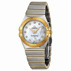 Omega Constellation Diamond Mother of Pearl Dial Yellow Gold and Stainless Steel Ladies Watch 123.20.27.60.55.002
