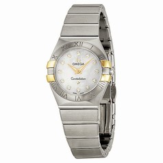 Omega Constellation Diamond Mother of Pearl Yellow Gold and Steel Ladies Watch 123.20.24.60.55.006