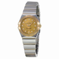 Omega Constellation Gold Diamond Dial Steel and Gold Ladies Watch 12320246058002