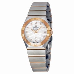 Omega Constellation Mother of Pearl Diamond Dial Steel and Rose Gold Ladies Watch 12320276055006