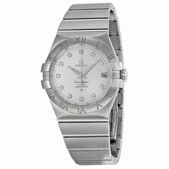 Omega Constellation Silver Diamond Dial Stainless Steel Ladies Watch 123.10.35.20.52.002