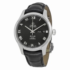 Omega De Ville Black Dial Black Leather Automatic Men's Watch 43113412201001