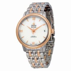 Omega De Ville Automatic Mother of Pearl Dial Stainless Steel and 18kt Rose Gold Ladies Watch 42420332005002