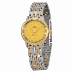 Omega De Ville Prestige Champagne Dial Stainless Steel & 18kt Yellow Gold Ladies Watch 424.20.24.60.08.001