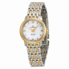 Omega De Ville Prestige Mother of Pearl Dial Stainless Steel and 18kt Yellow Gold Ladies Watch 42420246005001