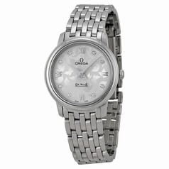 Omega De Ville Prestige Silver Diamond Dial Stainless Steel Ladies Watch 42410276052001