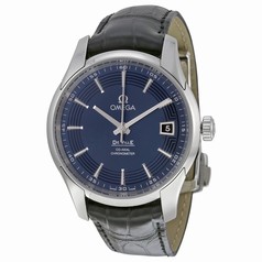 Omega DeVille Blue Dial Black Leather Men's Watch 431.33.41.21.03.001