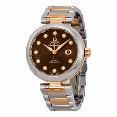 Omega DeVille Ladymatic Brown Dial Stainless Steel and 18kt Rose Gold Ladies Watch 42520342063001