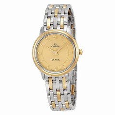 Omega DeVille Prestige Champagne Dial Steel and Yellow Gold Ladies Watch 42420276008001