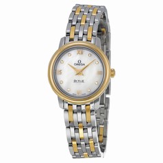 Omega DeVille Prestige Mother of Pearl Diamond Steel and Yellow Gold Ladies Watch 42420246055001