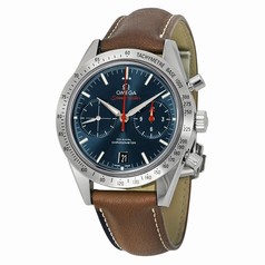 Omega Speedmaster Automatic Blue Dial Brown Leather Men's Watch 33112425103001