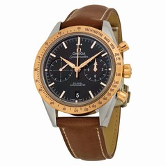 Omega Speedmaster Chronograph Automatic Black Dial Brown Leather Men's Watch 33122425101001