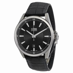 Oris Artix Date Automatic Black Dial Black Leather Men's Watch 733-7642-4034LS
