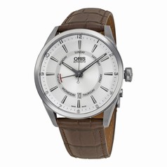 Oris Artix Pointer Day Automatic Silver Dial Brown Leather Men's Watch 755-7691-4051LS