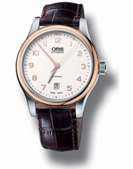 Oris Culture Club Automatic White Dial Brown Laether Men's Watch 733-7594-4391LS
