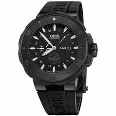 Oris Pro Diver Force Recon GMT Black Dial Black Rubber Men's Watch 747-7715-7754SET