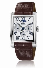 Oris Rectangular Silver Dial Brown Leather Automatic Men's Watch 582-7658-4071LS