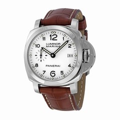 Panerai Luminor 1950 Automatic White Dial Brown Leather Men's Watch PAM00523