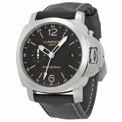 Luminor 1950 3 Days GMT 24H Automatic Acciaio Black Dial Black Leather Men's Watch PAM00531