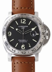 Panerai Luminor GMT Black Striped Dial Brown Leather Automatic Men's Watch PAM00029