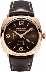 Panerai Radiomir 8 Days GMT Oro Rosso Brown Dial Manual Wind Men's Watch PAM00395