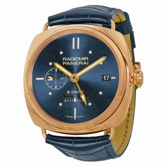 Panerai Radiomir 8 Days GMT Oro Rosso Mechanical Blue Dial Men's Watch PAM00538