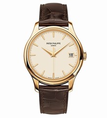 Patek Philippe Calatrava Ivory Dial 18kt Rose Gold Brown Leather Men's Watch 5227J