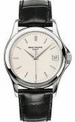 Patek Philippe Calatrava Mechanical Ivory Dial Leather Men's Watch 5227G-001