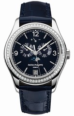 Patek Philippe Complications Annual Calendar Blue Dial 18kt White Gold Diamond Blue Leather Men's Watch 5147G-001