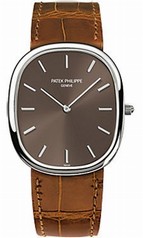 Patek Philippe Golden Ellipse Brown Dial Brown Leather Men's Watch 3738/100G-012