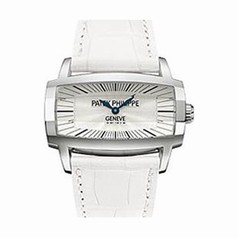 Patek Philippe Gondolo Gemma Mother Of Pearl Dial White Leather Ladies Watch 4980G