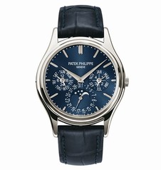 Patek Philippe Grand Complications Blue Dial Platinum Blue Leather Men's Watch 5140P