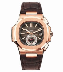Patek Philippe Nautilus Black-Brown Dial 18kt Rose Gold Case Matt Dark Brown Leather Men's Watch 5980R-001