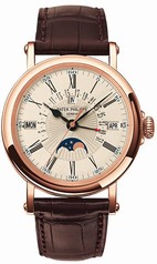 Patek Philippe Perpetual Calendar 18kt Rose Gold Brown Leather Men's Watch 5159R-001