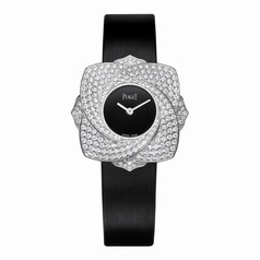 Piaget Limelight Blooming Rose Black Dial 18K White Gold Diamond Ladies Watch GOA39182
