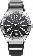 Piaget Polo Black Dial 18K White Gold Diamond Ladies Watch GOA36014