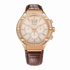 Piaget Polo Silvered Dial Chronograph 18K Rose Gold Diamond Men's Watch G0A38038