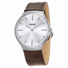 Rado True Thinline Silver Dial Brown Leather Men's Watch R27955105