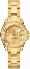 Rolex Yachtmaster Champagne Dial Oyster Bracelet 18k Yellow Gold Ladies Watch 169628CSO