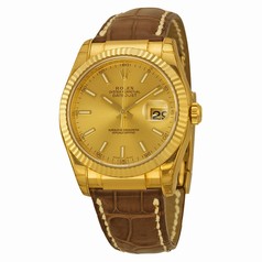 Roles Datejust Automatic Champagne Dial Brown Leather Men's Watch 116138CSL
